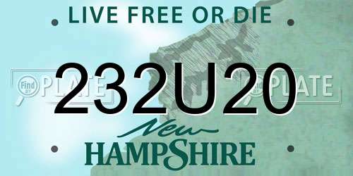 232U20 New Hampshire License Plate