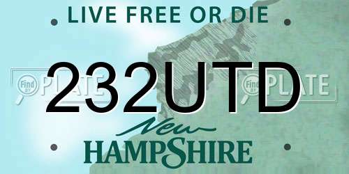 232UTD New Hampshire License Plate