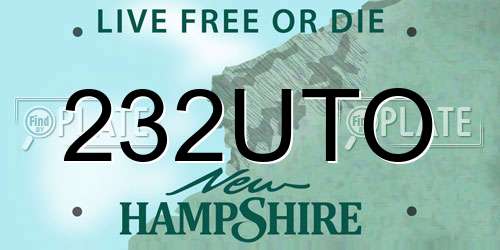 232UTO New Hampshire License Plate