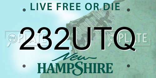 232UTQ New Hampshire License Plate
