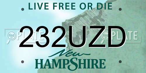 232UZD New Hampshire License Plate