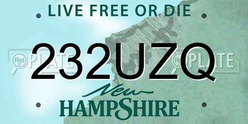 232UZQ New Hampshire License Plate