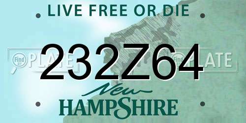 232Z64 New Hampshire License Plate