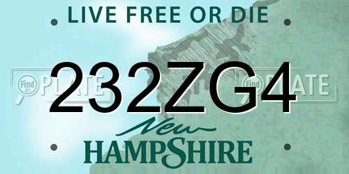 232ZG4 New Hampshire License Plate