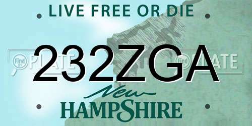 232ZGA New Hampshire License Plate