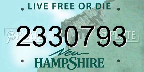 2330793 New Hampshire License Plate