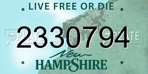 2330794 New Hampshire License Plate