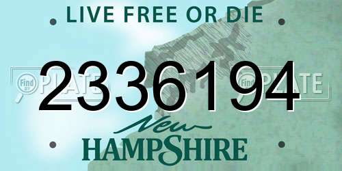 2336194 New Hampshire License Plate