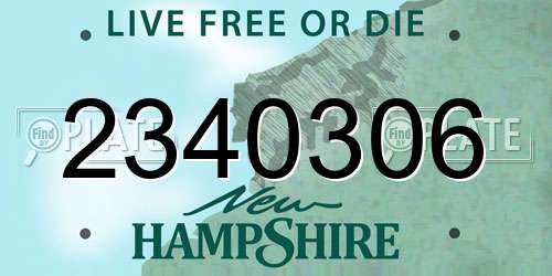 2340306 New Hampshire License Plate