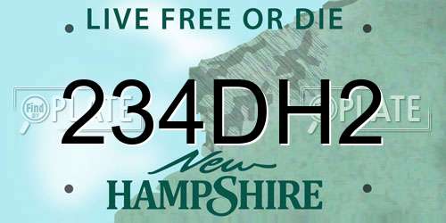 234DH2 New Hampshire License Plate