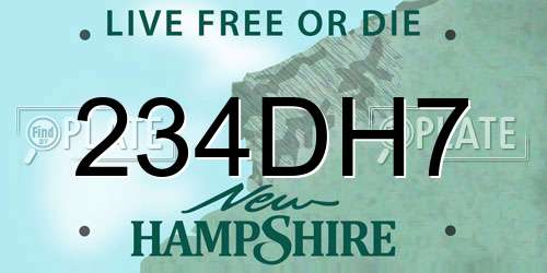 234DH7 New Hampshire License Plate