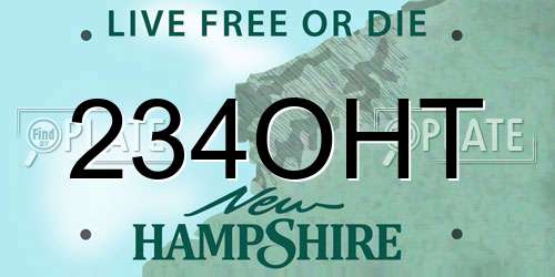 234OHT New Hampshire License Plate