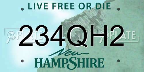 234QH2 New Hampshire License Plate