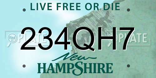 234QH7 New Hampshire License Plate