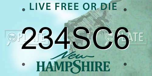 234SC6 New Hampshire License Plate