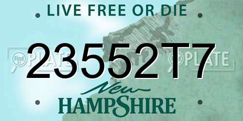 23552T7 New Hampshire License Plate