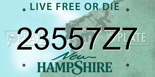 23557Z7 New Hampshire License Plate