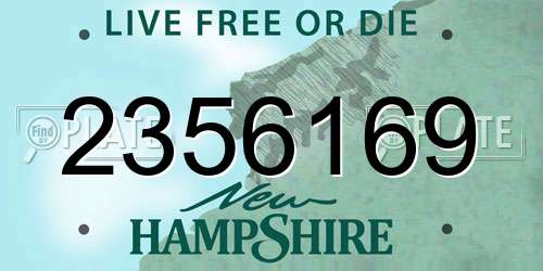 2356169 New Hampshire License Plate