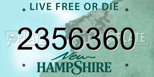 2356360 New Hampshire License Plate