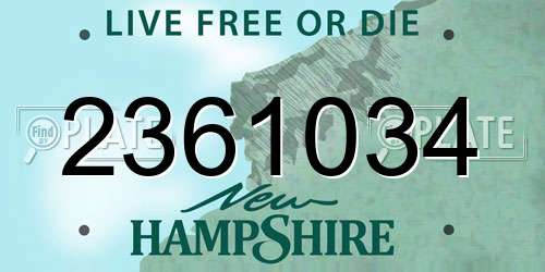 2361034 New Hampshire License Plate