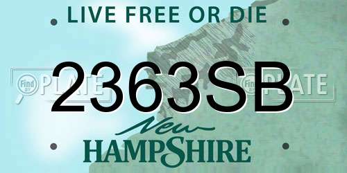 2363SB New Hampshire License Plate