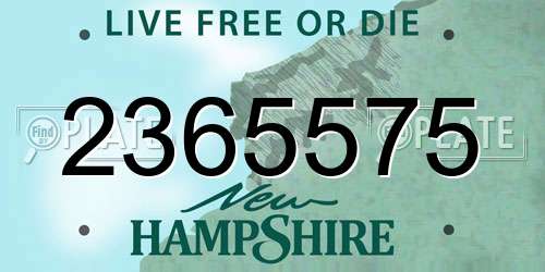 2365575 New Hampshire License Plate