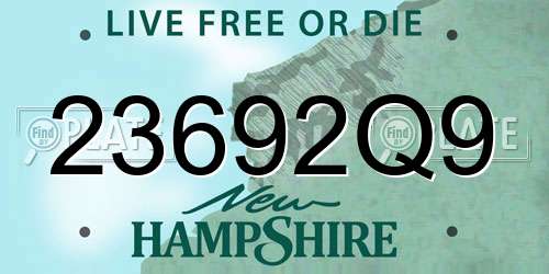 23692Q9 New Hampshire License Plate