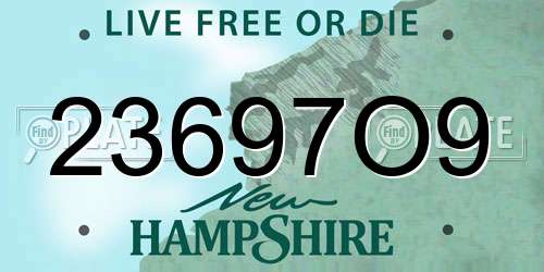 23697O9 New Hampshire License Plate