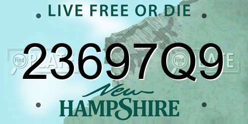 23697Q9 New Hampshire License Plate