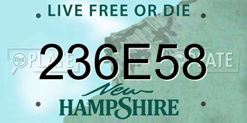 236E58 New Hampshire License Plate