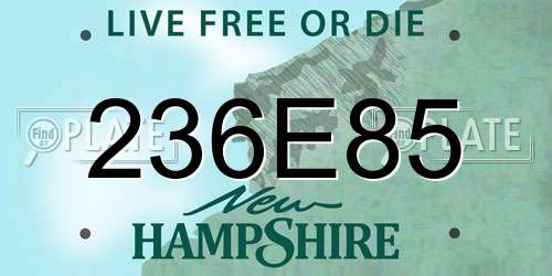 236E85 New Hampshire License Plate