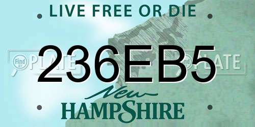236EB5 New Hampshire License Plate