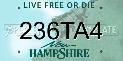 236TA4 New Hampshire License Plate