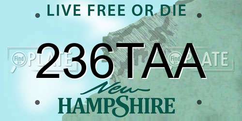 236TAA New Hampshire License Plate