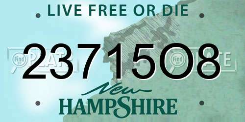 23715O8 New Hampshire License Plate