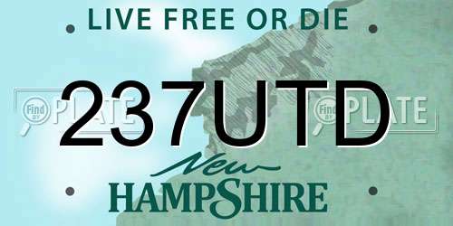 237UTD New Hampshire License Plate