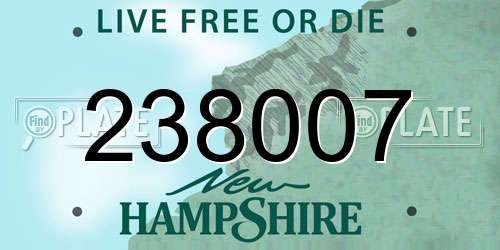 238007 New Hampshire License Plate
