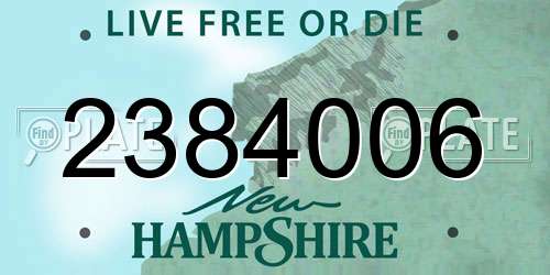 2384006 New Hampshire License Plate