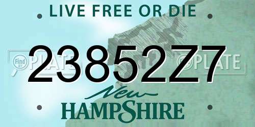 23852Z7 New Hampshire License Plate