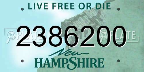 2386200 New Hampshire License Plate