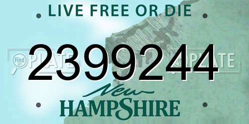 2399244 New Hampshire License Plate