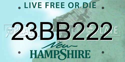 23BB222 New Hampshire License Plate