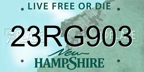23RG903 New Hampshire License Plate