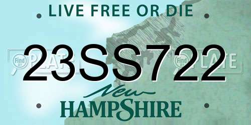 23SS722 New Hampshire License Plate