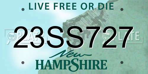 23SS727 New Hampshire License Plate