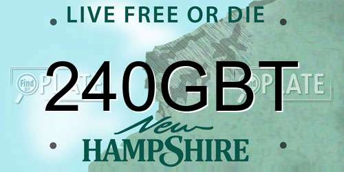 240GBT New Hampshire License Plate