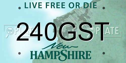 240GST New Hampshire License Plate