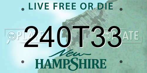 240T33 New Hampshire License Plate