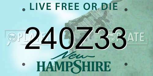 240Z33 New Hampshire License Plate