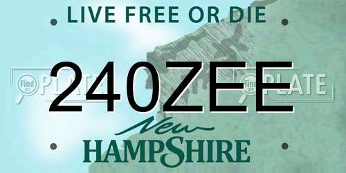 240ZEE New Hampshire License Plate